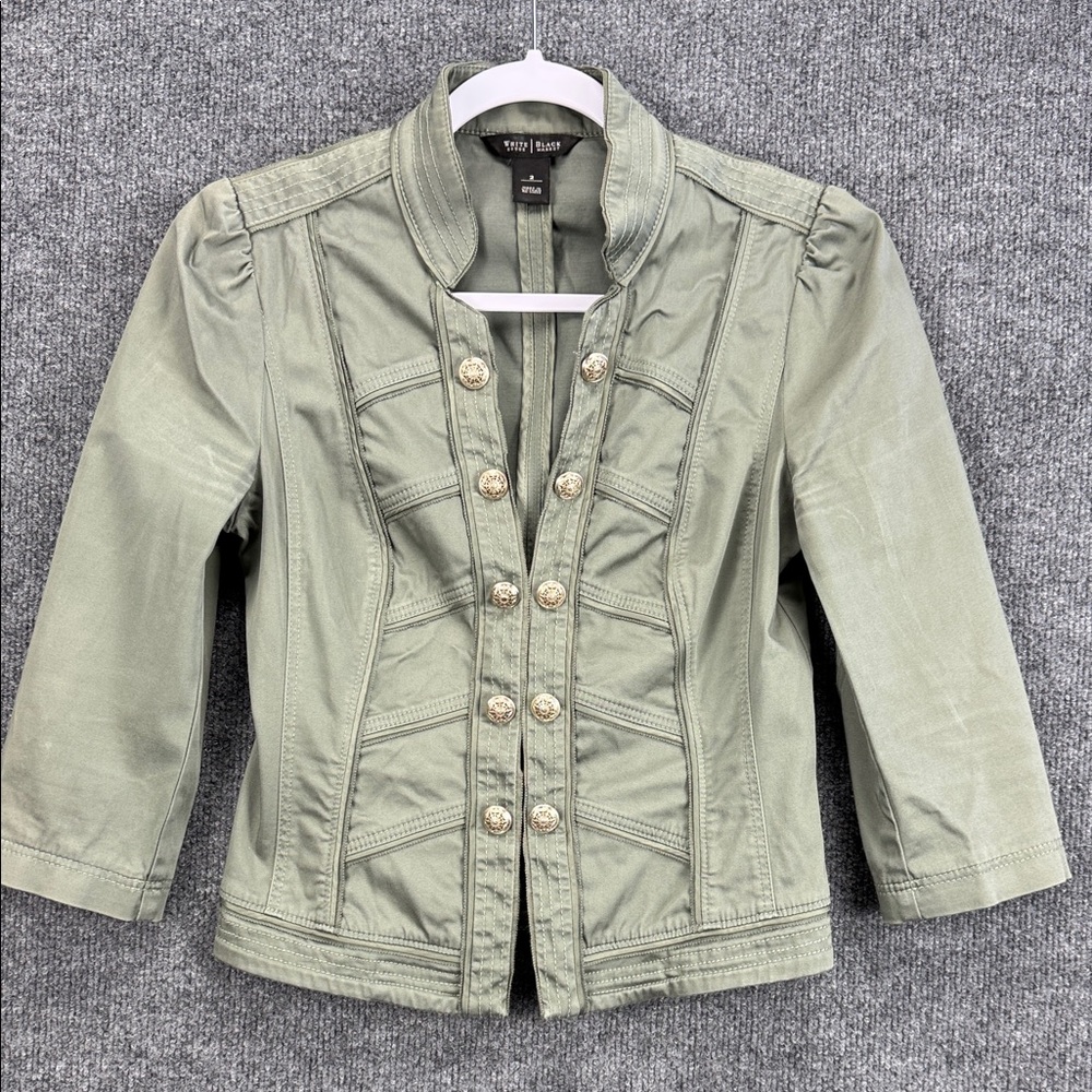 White House Black Market Olive/Sage Green Utility Jacket Size 2 (XS)